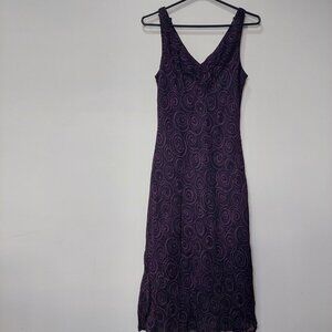 JACOB Black With Purple Spiral Pattern V Neck Sleeveless Dress, Size 6